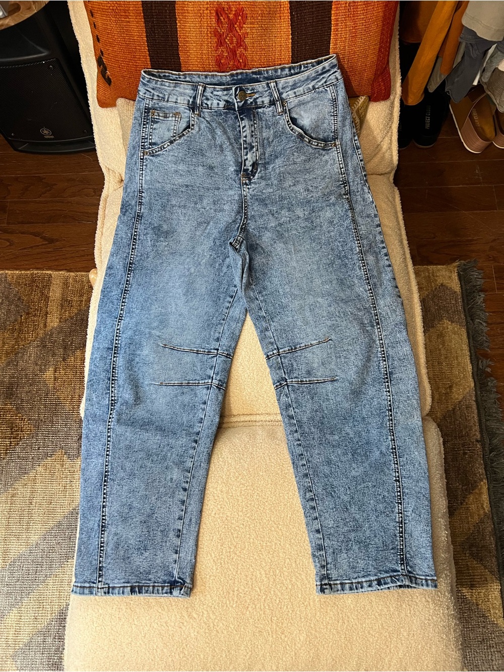 ADGN Acid Wash High Rise Tapered Jeans L NWOT